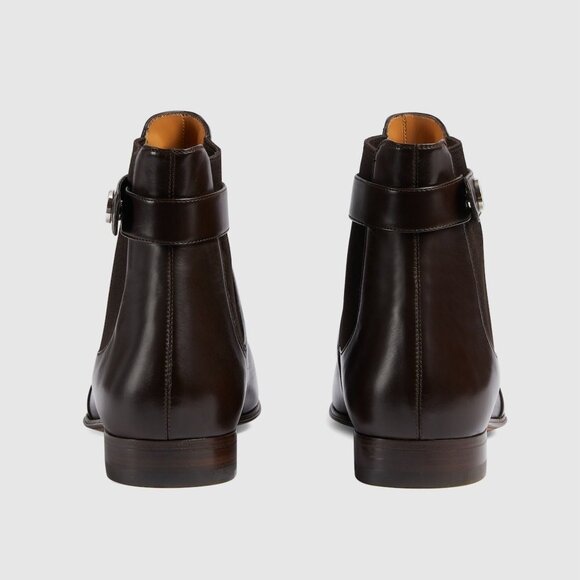 GUCCI BOOTS MENS BLONDIE BUCKLE CHELSEA LEATHER ANKLE BOOTIES sz 10 10.5 - Picture 2 of 15